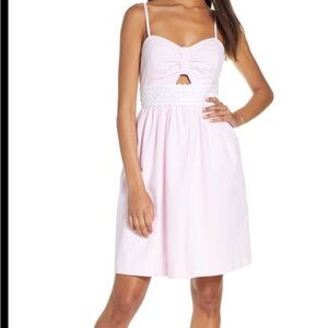 Lilly Pulitzer, seer sucker, pink and white, like new. Key hole cut out.